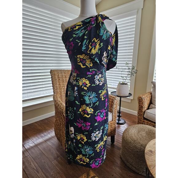 Emanuel Ungaro 80's Vintage Silk Floral Dress Women's Size 10 Made in Italy - Picture 8 of 16